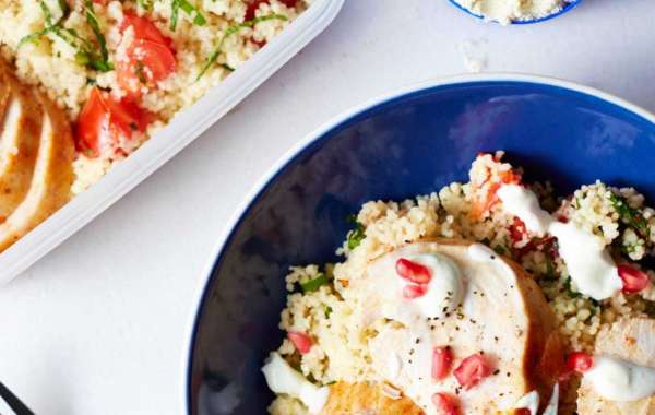 Frango com molho harissa e tabule