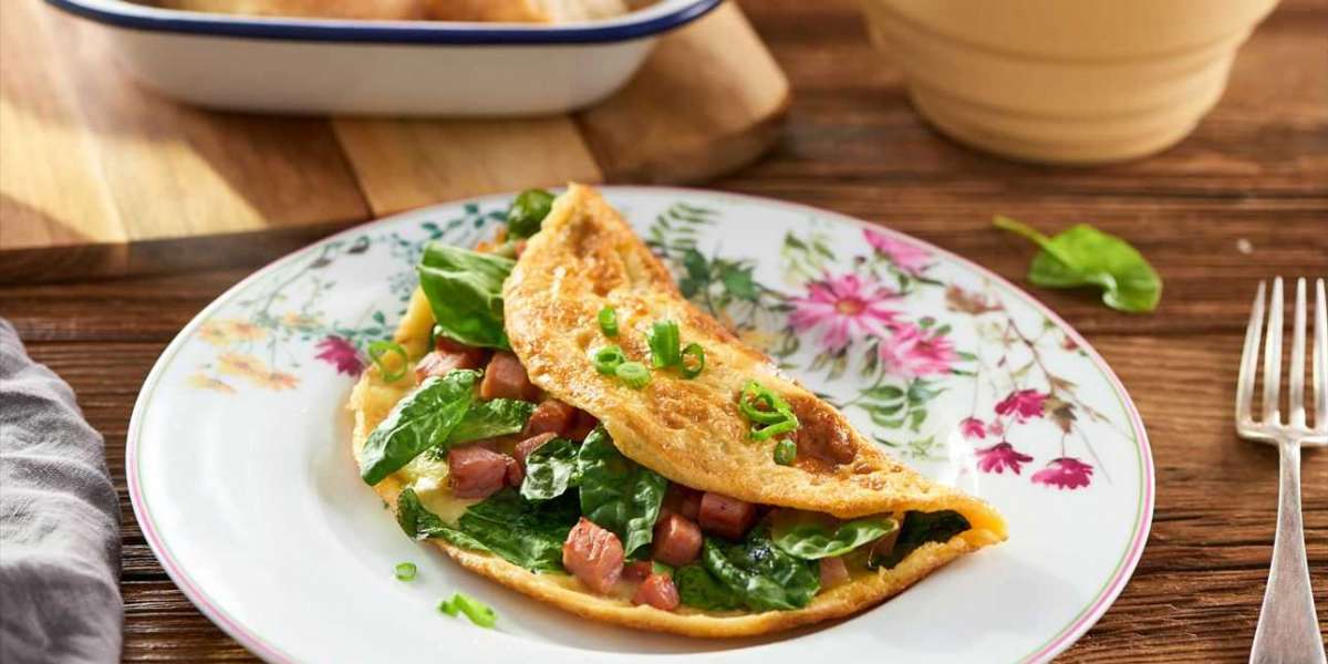 Tortilla de presunto com whey e espinafre fresco