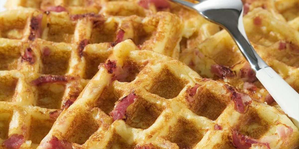 Waffles de whey presunto e queijo