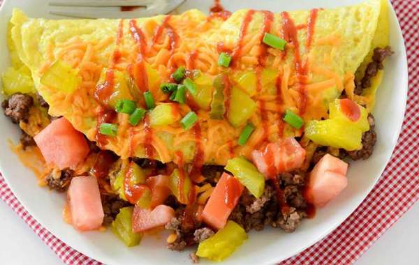 Cheeseburger e Omelette Receita de alta proteína