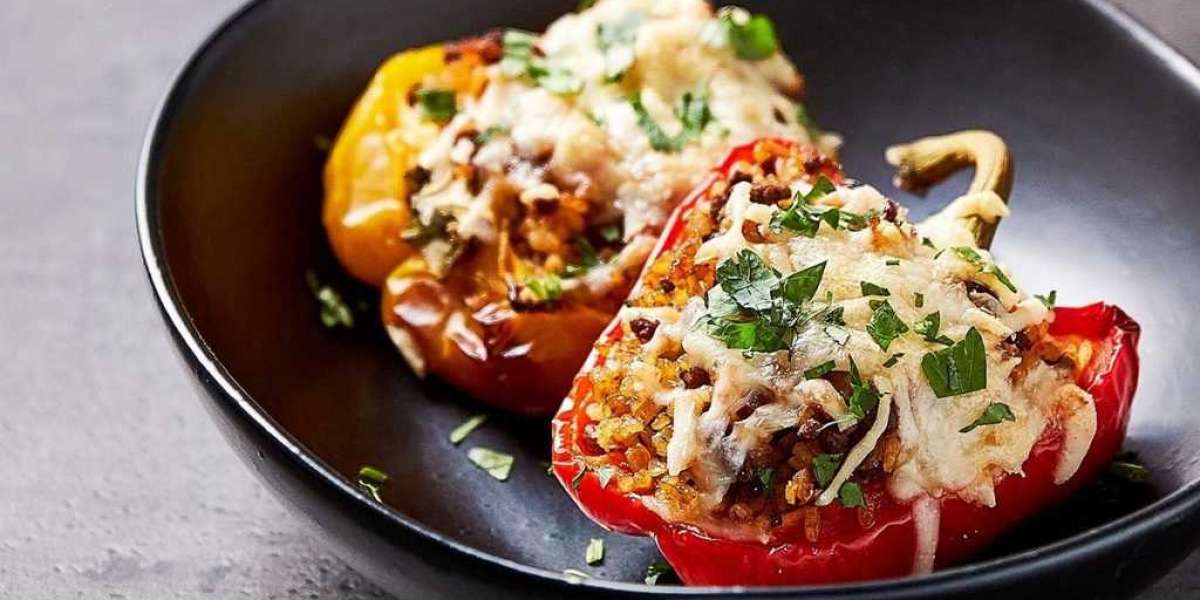 Pimentas recheadas com carne picada e trigo bulgur Alimentos que estimulam o humor