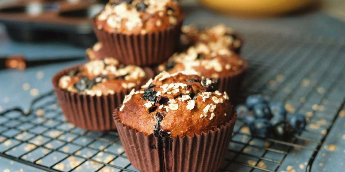 Muffins de aveia e blueberry com alta proteína