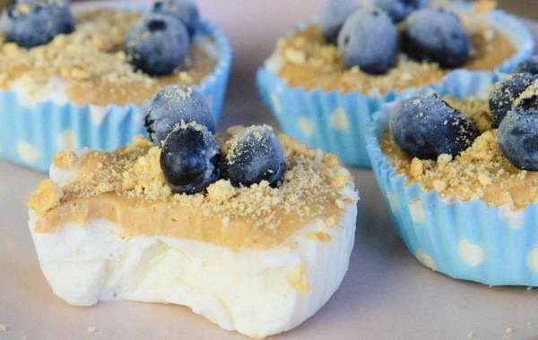 Bolinhos de proteínas sorvete de iogurte o  melhor pós-treino