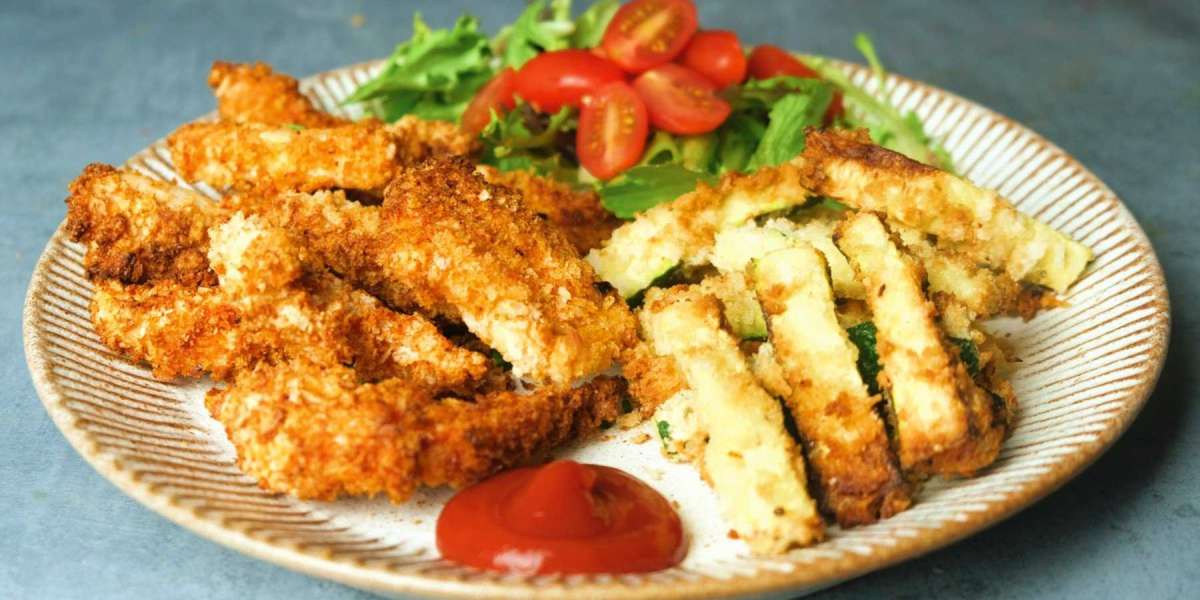 Tiras de Frango Picantes e Batatas Fritas Fitness