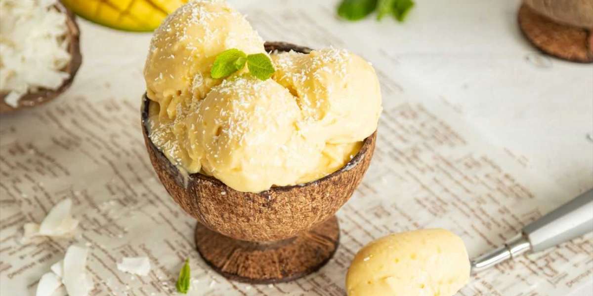 Sorvete fitness de manga com coco