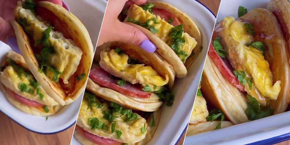 Tacos de café da manhã com panqueca de proteína